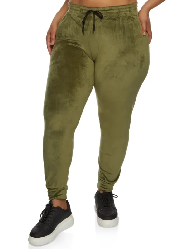 Plus Size High Waist Velour Joggers sold by Rainbow