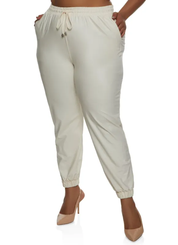 Plus Size Faux Leather High Waisted Joggers sold by Rainbow