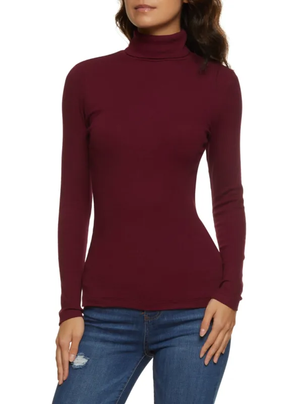 Basic Turtleneck Long Sleeve Top sold by Rainbow