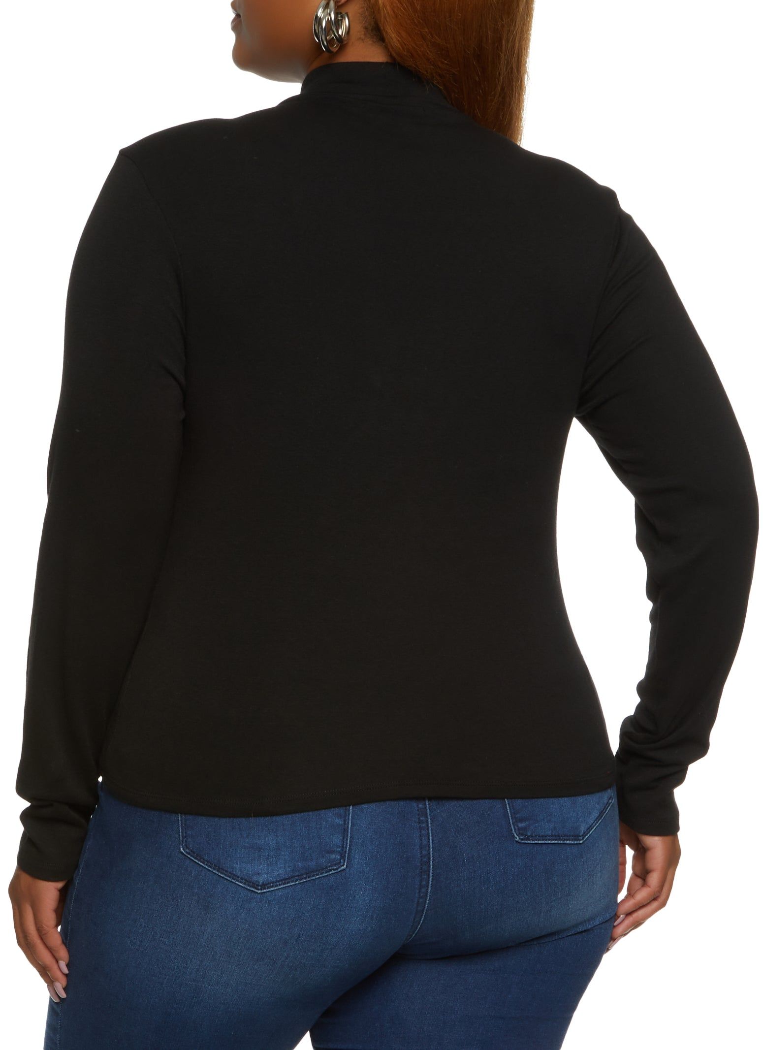 Plus Size Solid Mock Neck Long Sleeve Tee sold by Rainbow product image thumbnail 2