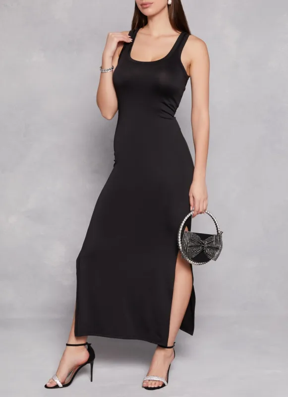 Solid Racerback Maxi Tank Dress sold by Rainbow