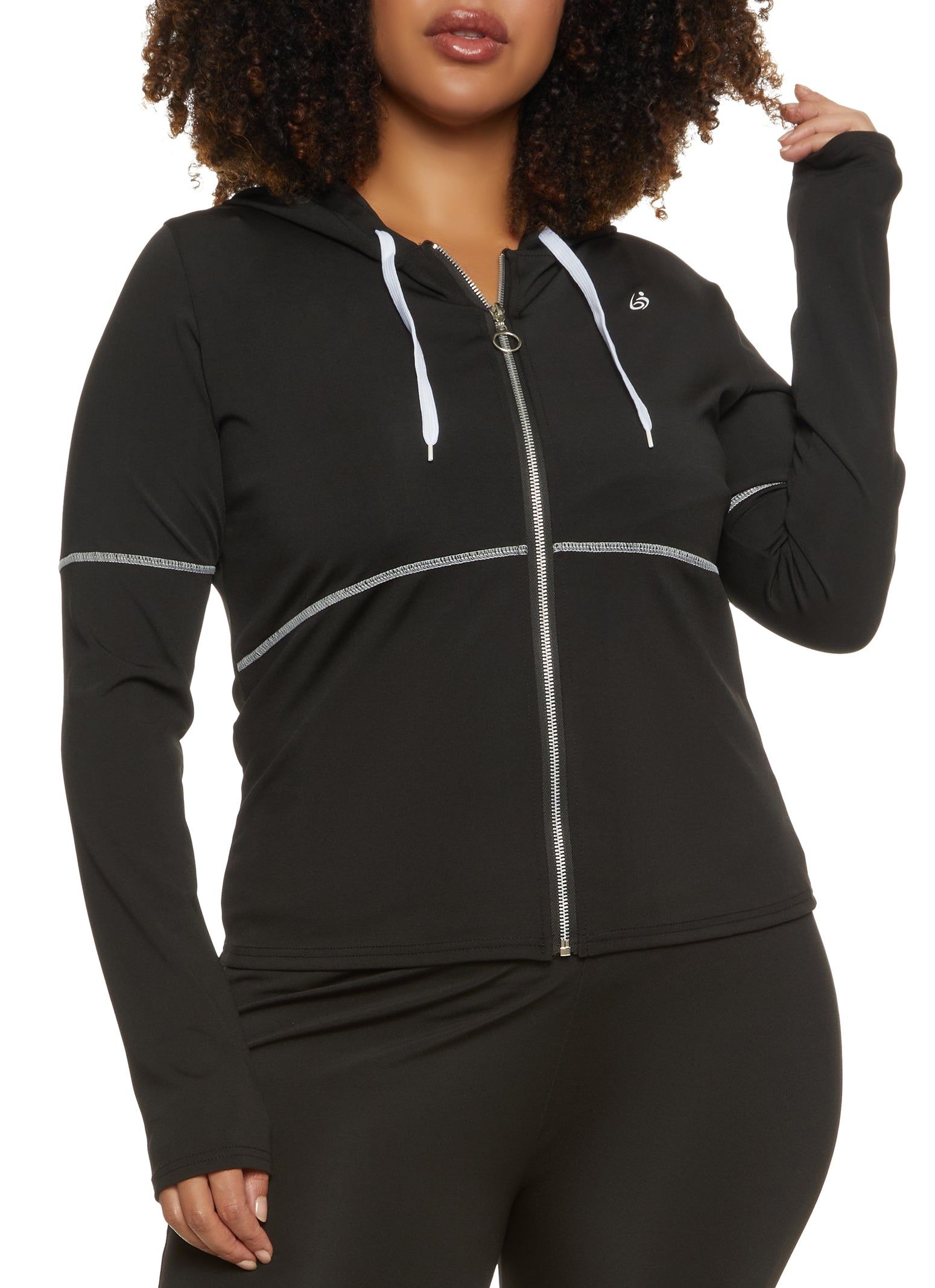 Plus Size Contrast Stitch Detail Track Jacket sold by Rainbow