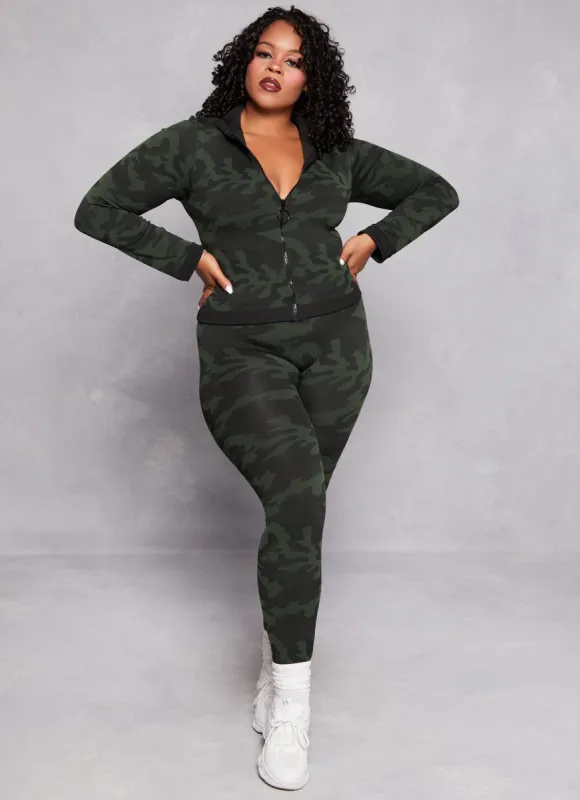 Plus Size Greek Key Seamless Fleece Lined Leggings sold by Rainbow