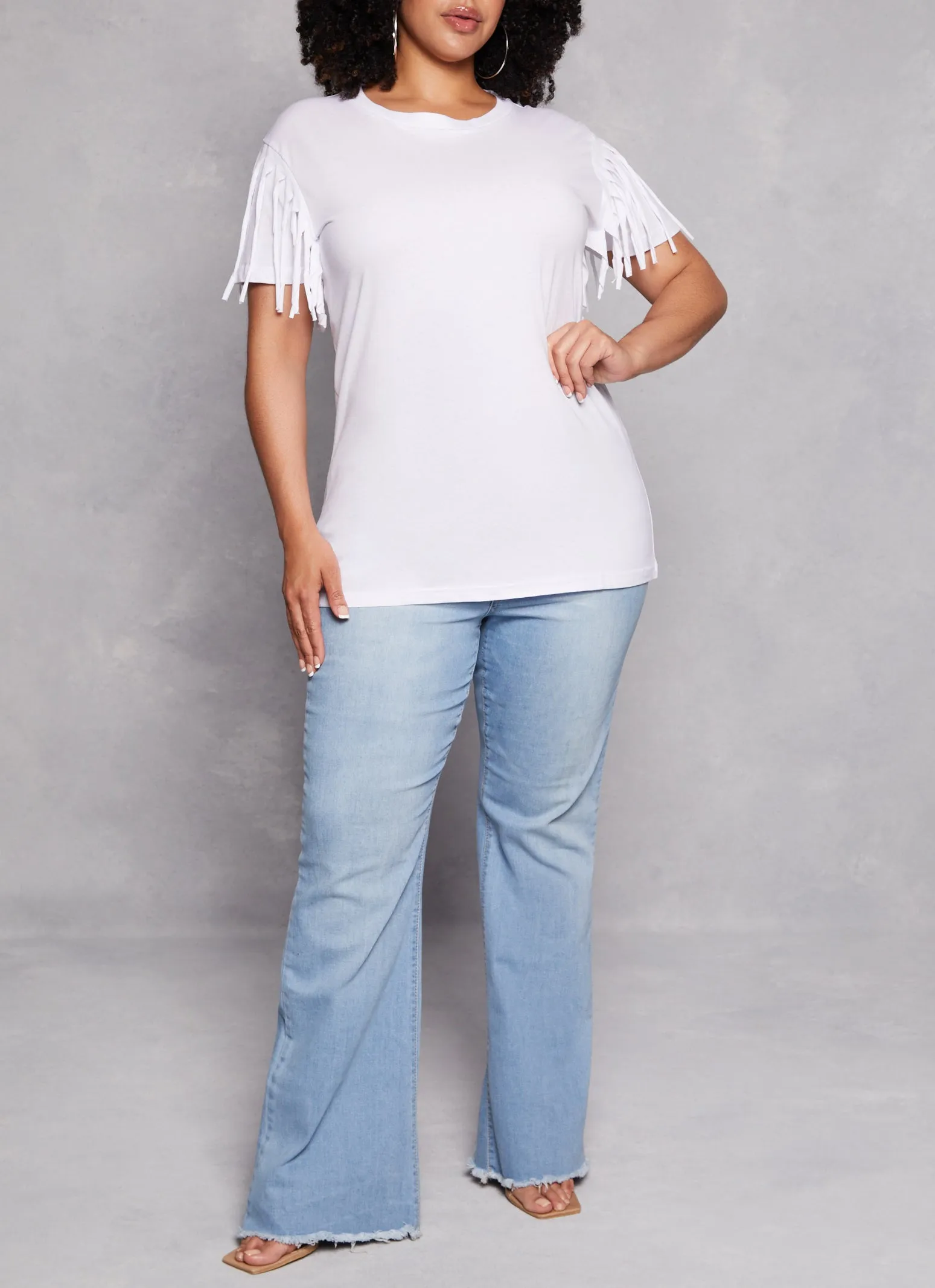 Plus Size Fringe Short Sleeve Tee sold by Rainbow product image thumbnail 2