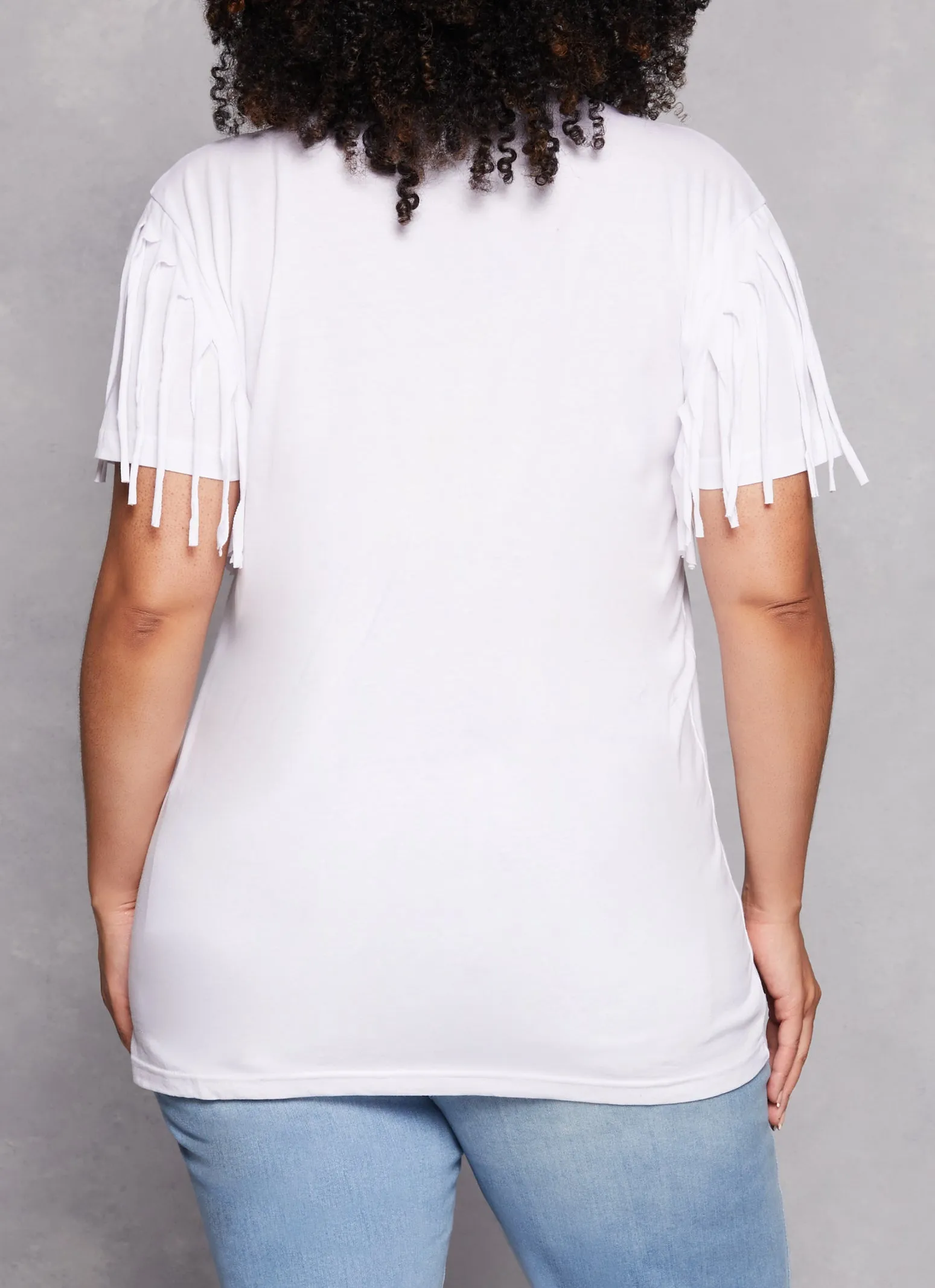 Plus Size Fringe Short Sleeve Tee sold by Rainbow product image thumbnail 3