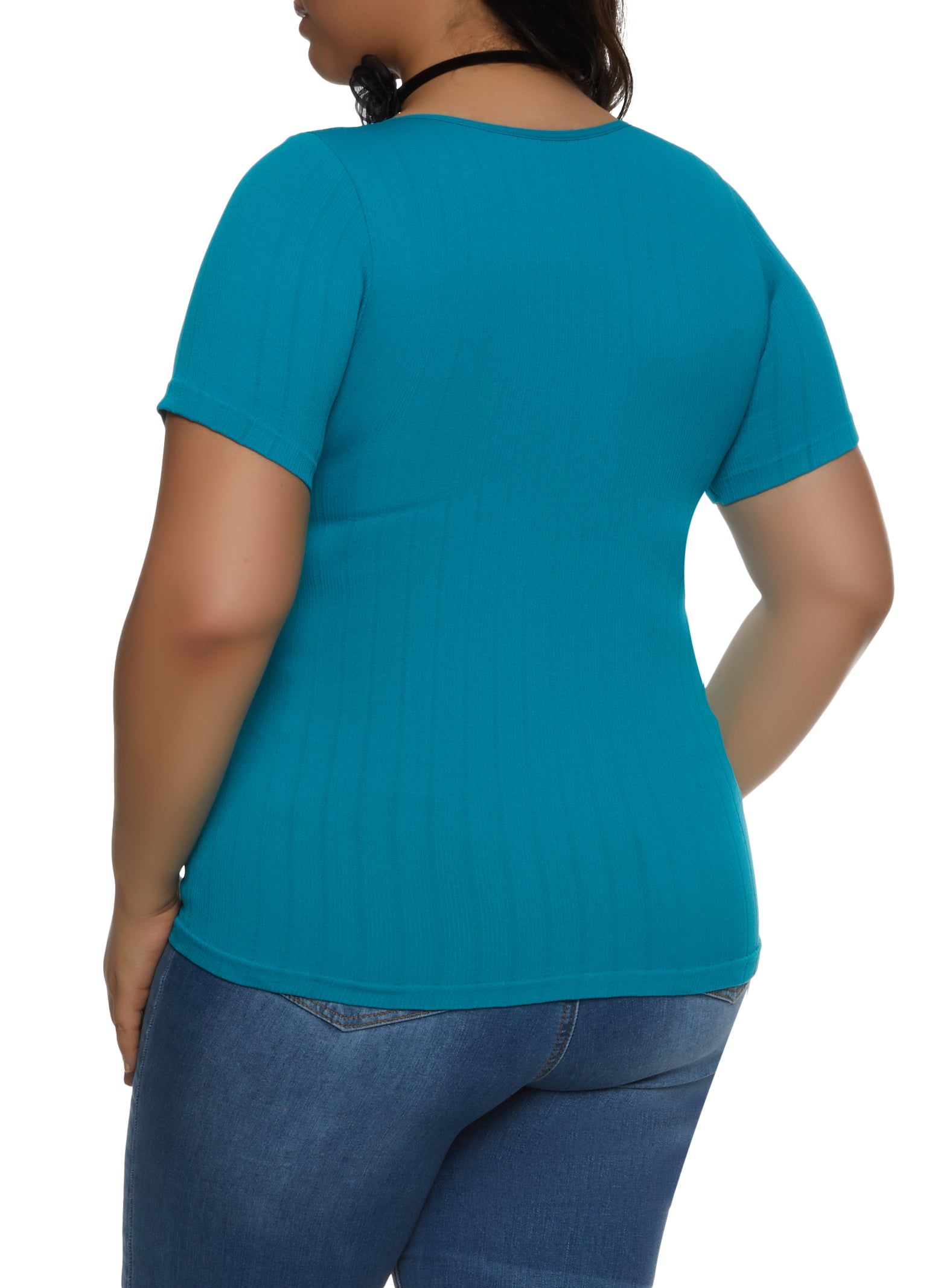 Plus Size Rib Knit Scoop Neck Tee sold by Rainbow product image thumbnail 2