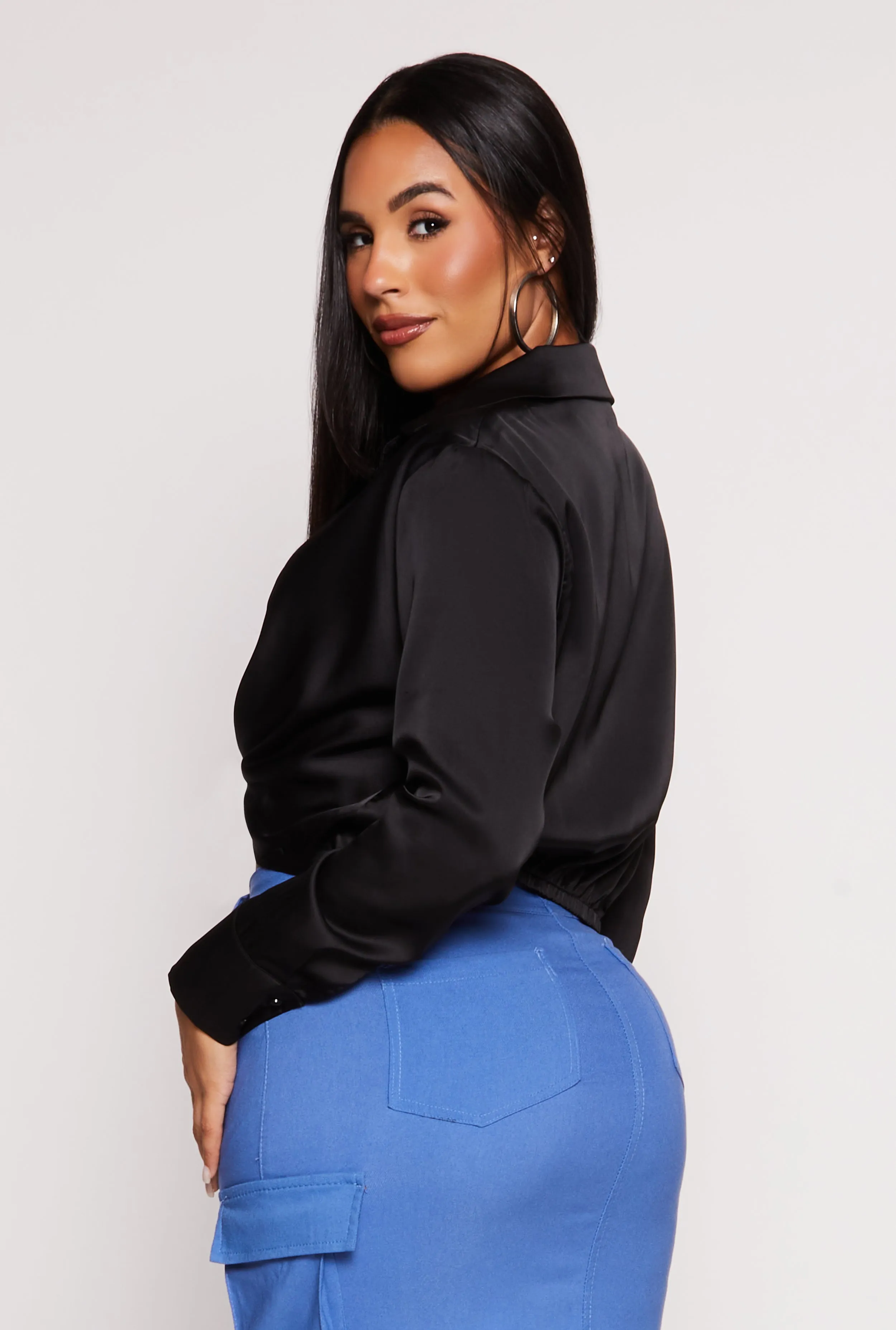 Satin Twist Front Long Sleeve Blouse sold by Rainbow product image thumbnail 3