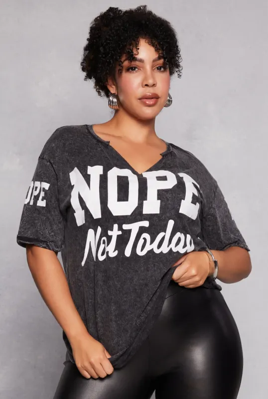 Plus Size Nope Not Today Acid Wash Tee sold by Rainbow