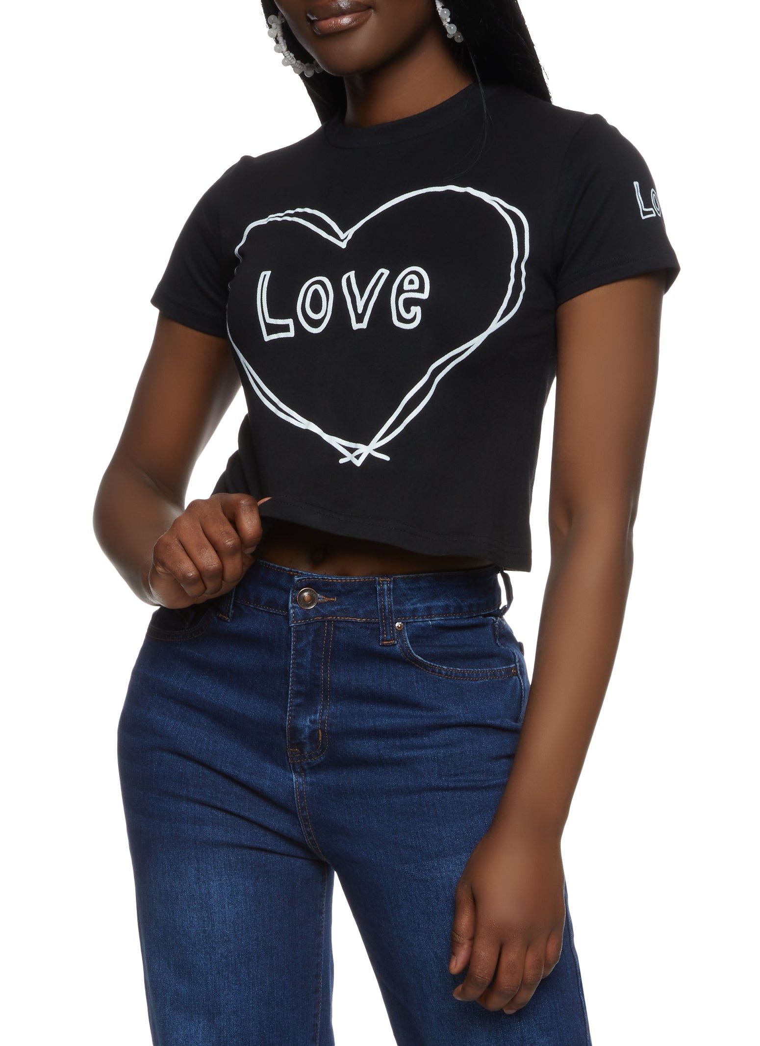 Love Heart Cropped Graphic Tee sold by Rainbow