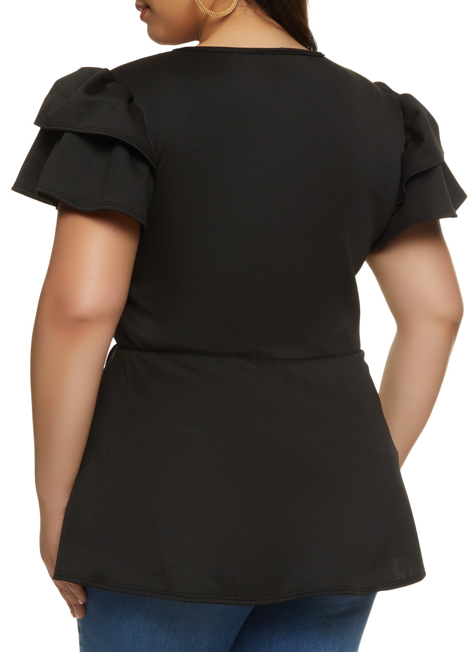 Plus Size Tiered Sleeve Ruffled Peplum Top sold by Rainbow product image thumbnail 2
