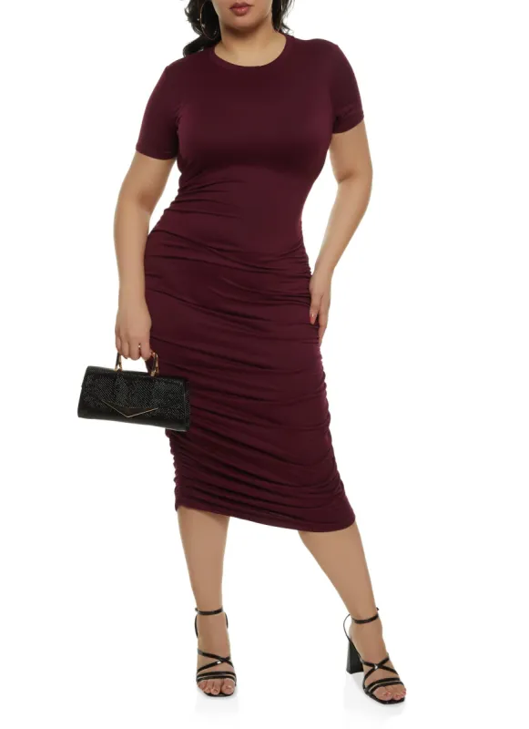 Plus Size Ruched T Shirt Maxi Dress sold by Rainbow