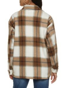Plaid Sherpa Lined Brushed Knit Shacket sold by Rainbow
