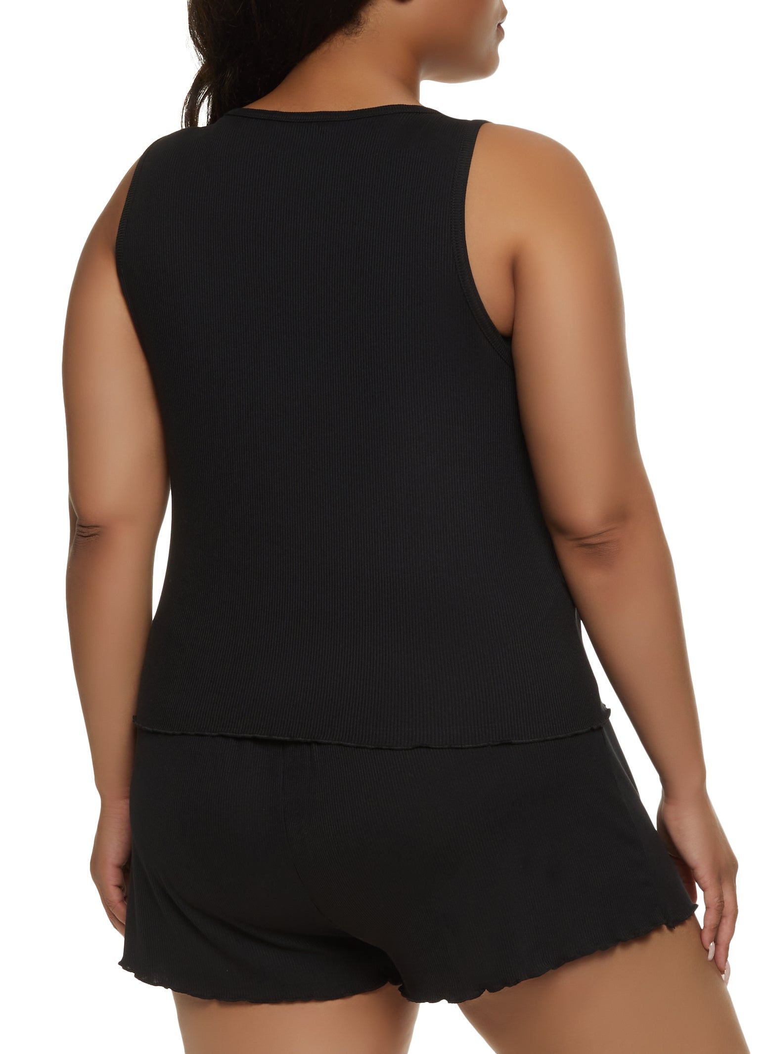 Plus Size Lettuce Edge Pajama Tank Top and Shorts sold by Rainbow product image thumbnail 2