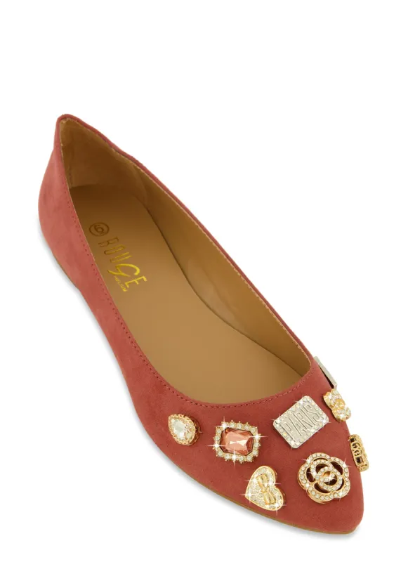 Rhinestone Embellished Pointed Toe Flats sold by Rainbow
