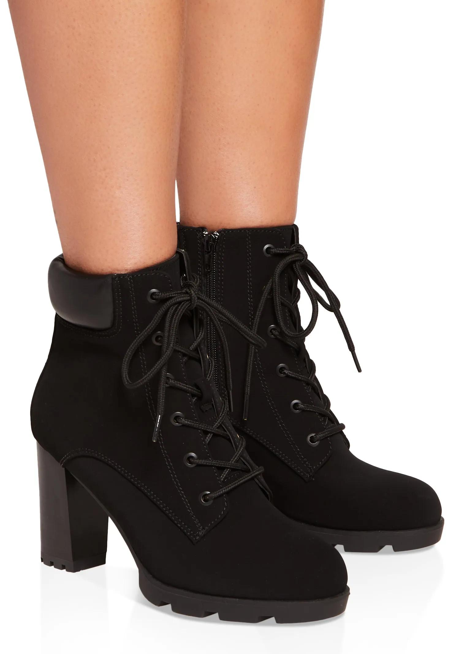 Side Zip Lace Up Block Heel Booties sold by Rainbow product image thumbnail 2