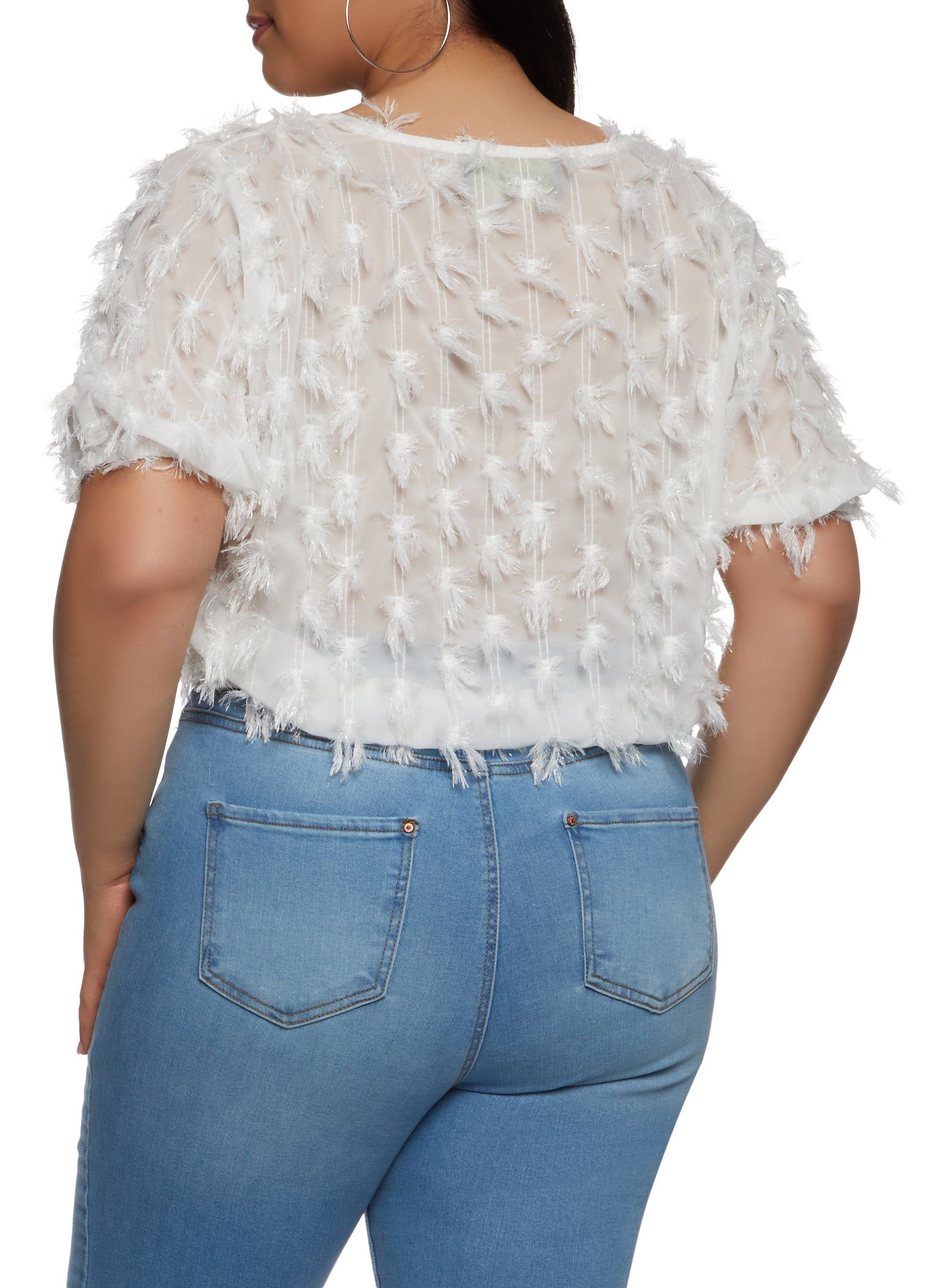 Plus Size Chiffon Fringe V Neck Blouse sold by Rainbow product image thumbnail 2