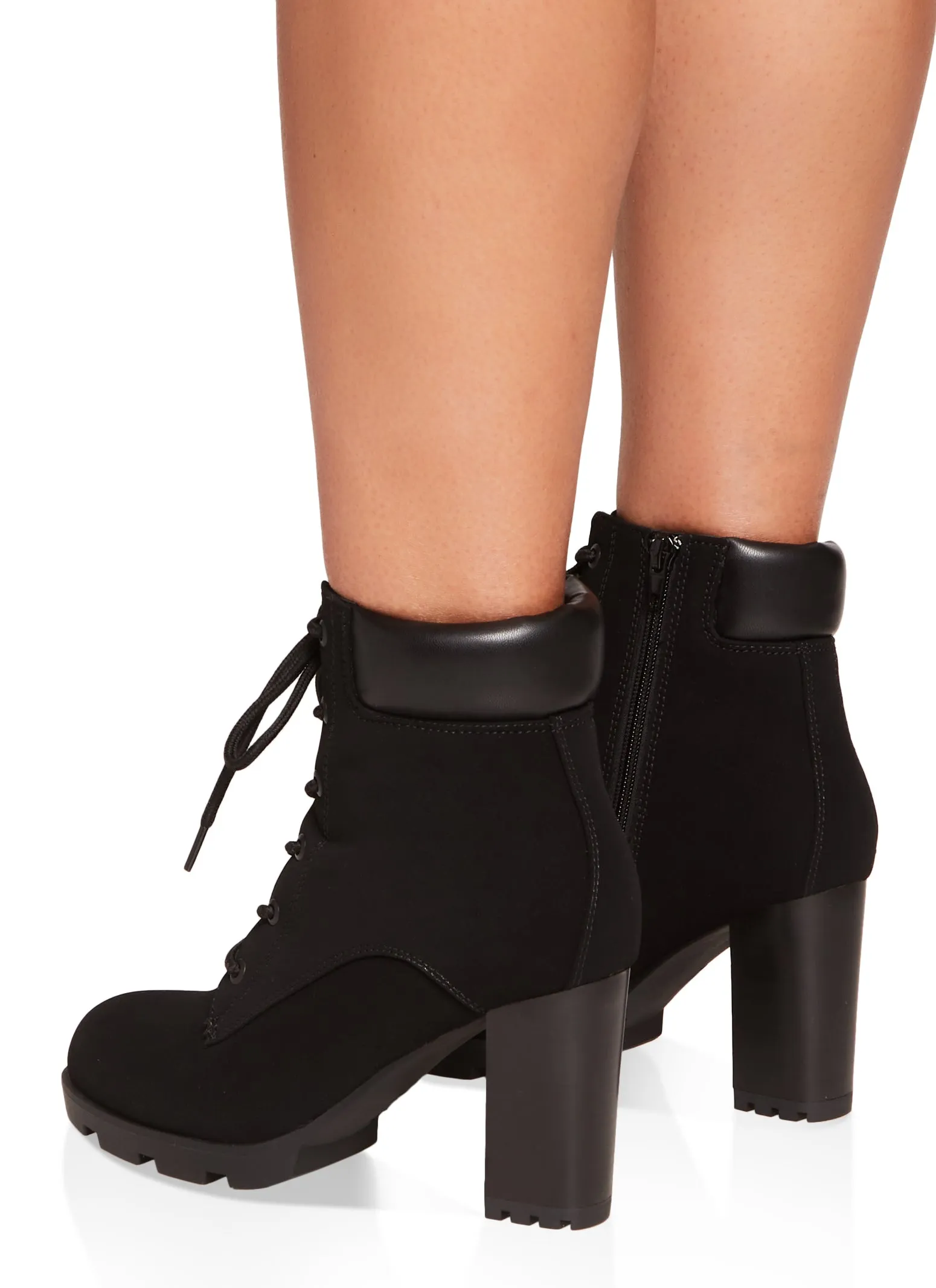 Side Zip Lace Up Block Heel Booties sold by Rainbow product image thumbnail 3