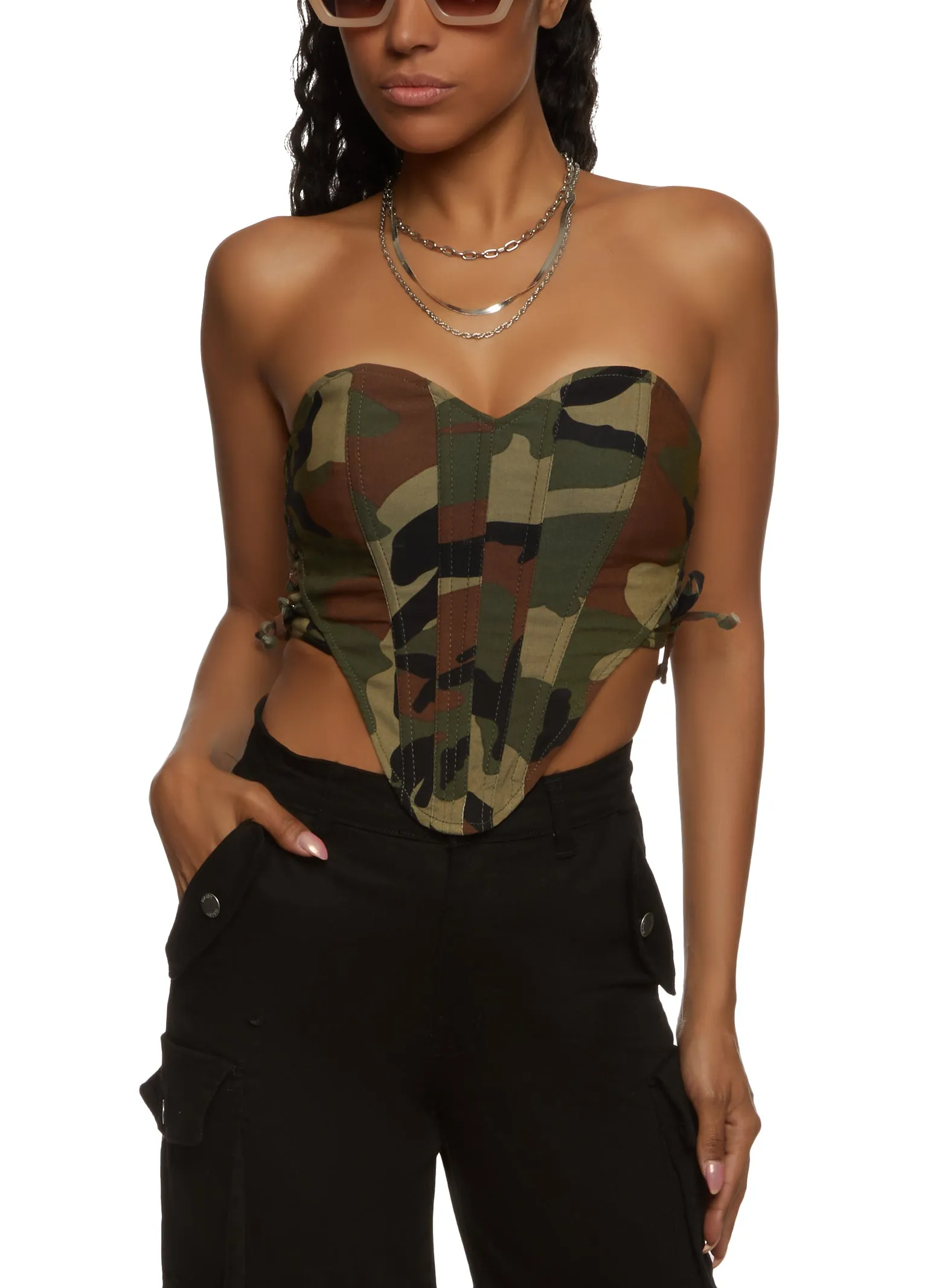 Camo Zip Back Corset Top sold by Rainbow product image thumbnail 2
