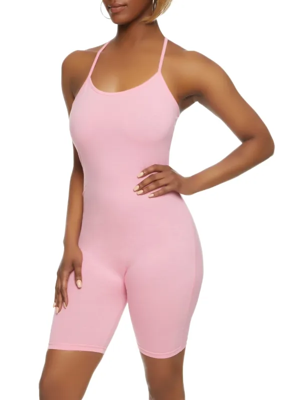 Daisy Criss Cross Back Biker Romper sold by Rainbow