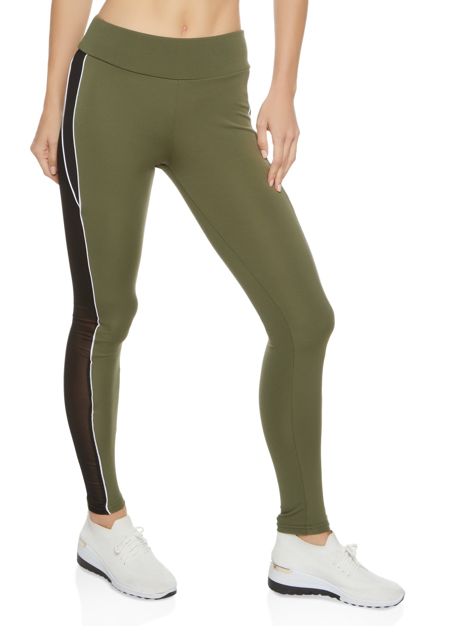 Contrast Piping Mesh Detail Leggings sold by Rainbow