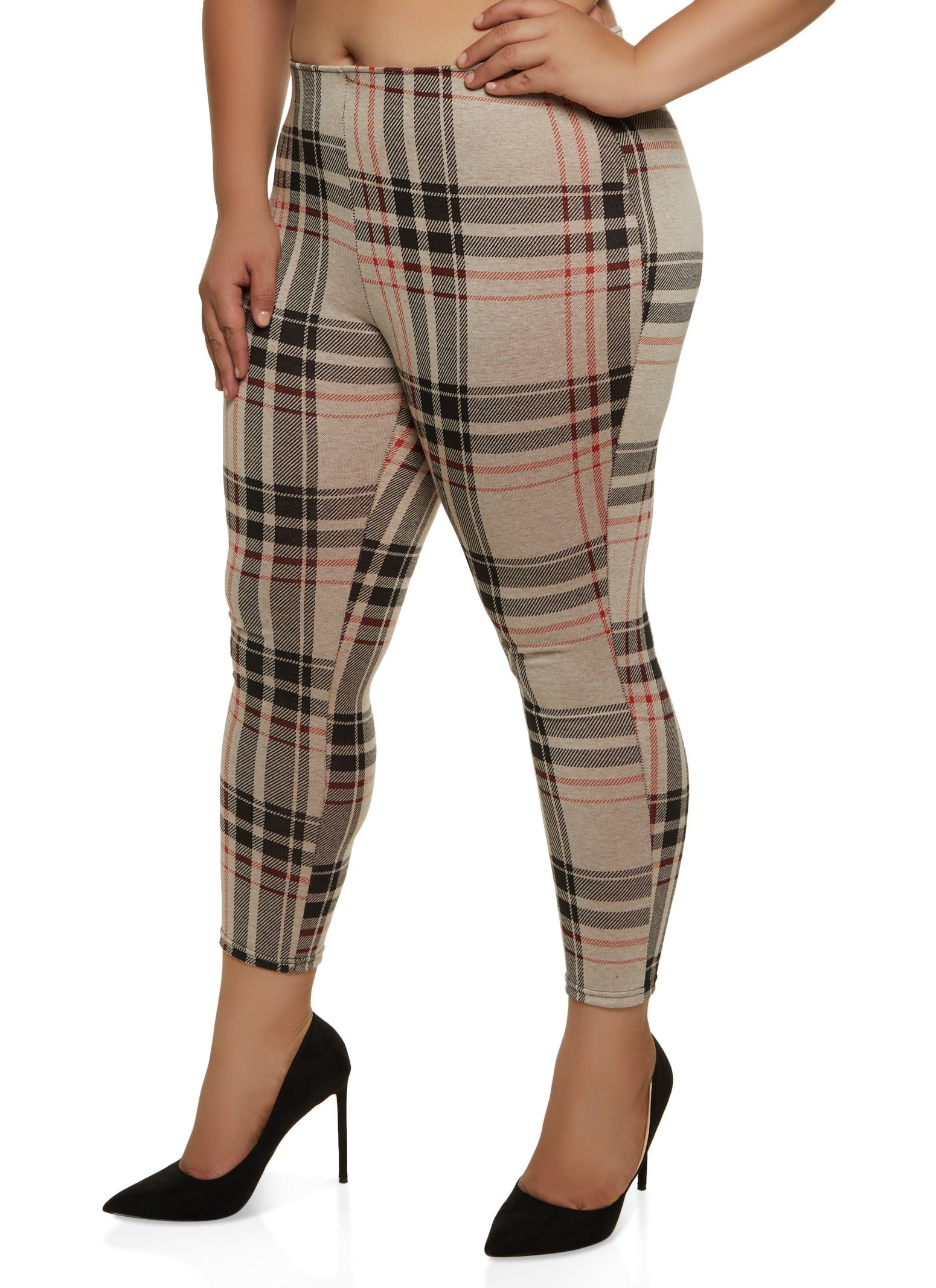 Plus Size Plaid High Waisted Leggings sold by Rainbow
