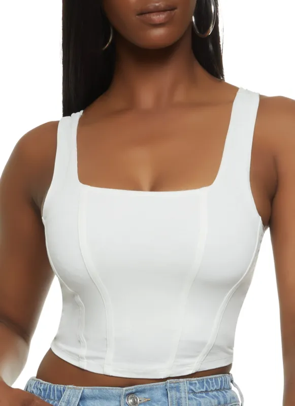 Square Neck Corset Crop Top sold by Rainbow