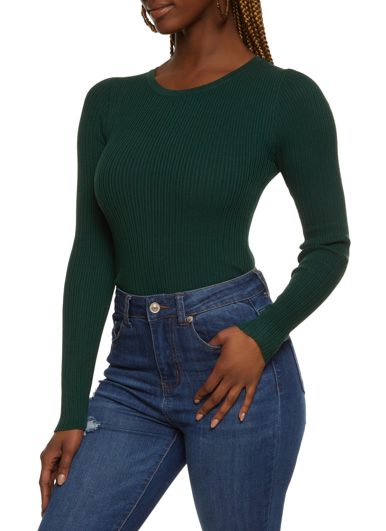 Ribbed Crew Neck Long Sleeve Bodysuit sold by Rainbow product image thumbnail 2