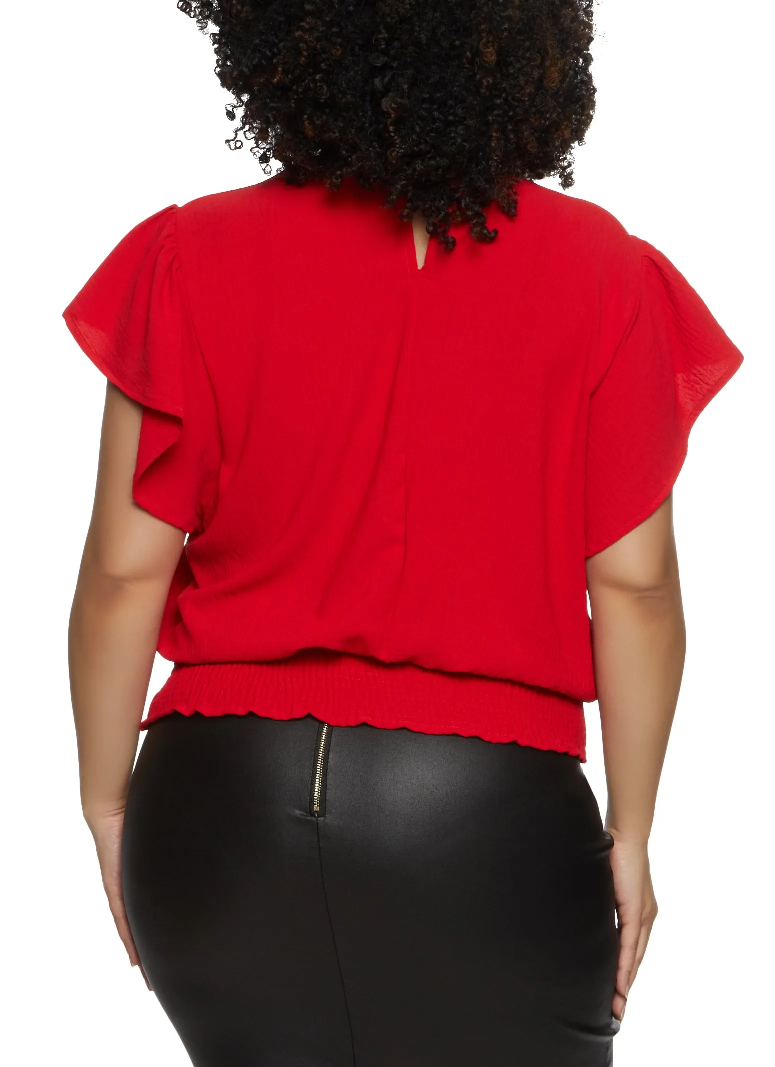 Plus Size Gauze Knit Smocked Mock Neck Blouse sold by Rainbow product image thumbnail 2