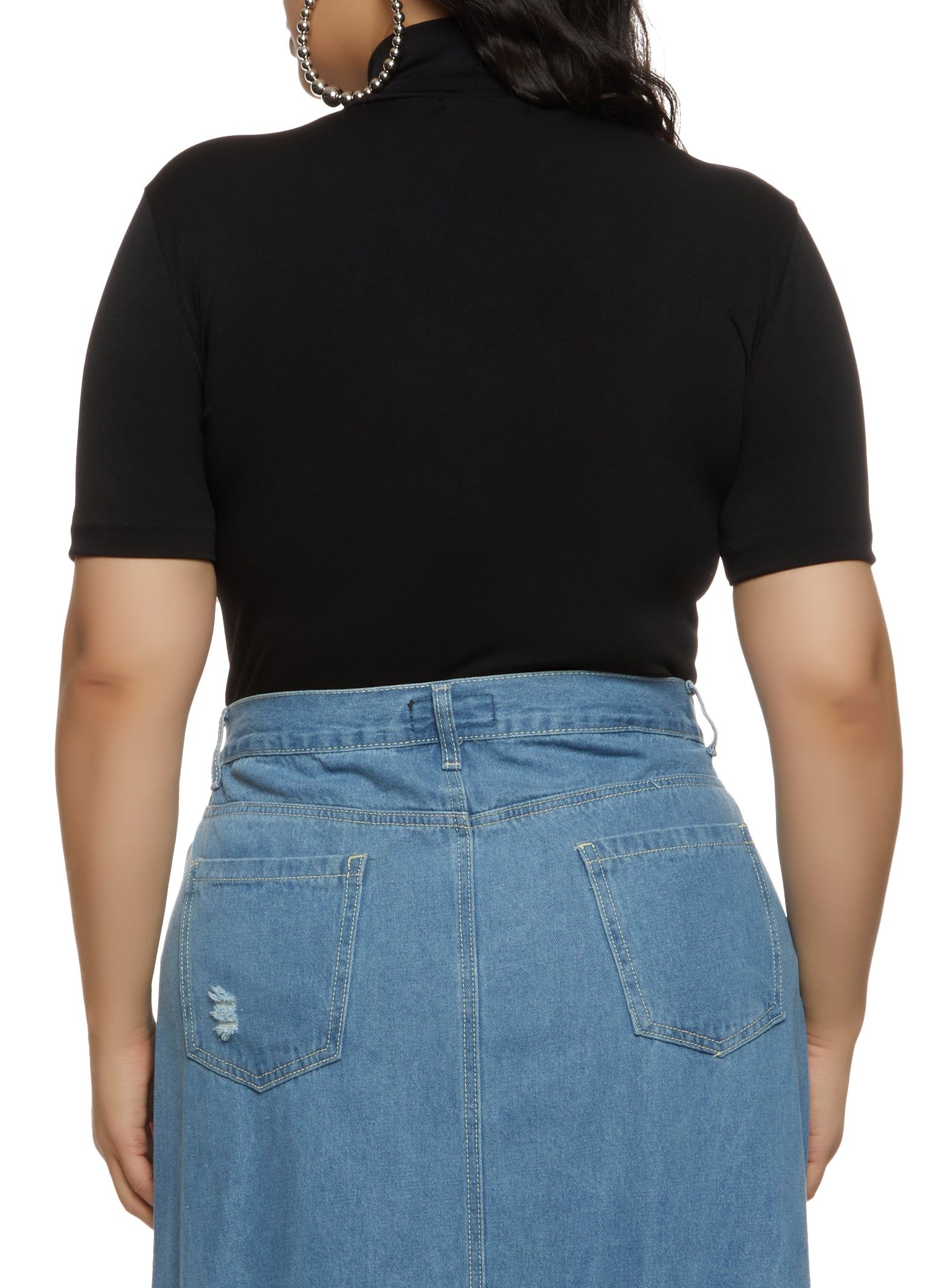 Plus Size Body Contour Mock Neck Short Sleeve Bodysuit sold by Rainbow product image thumbnail 3