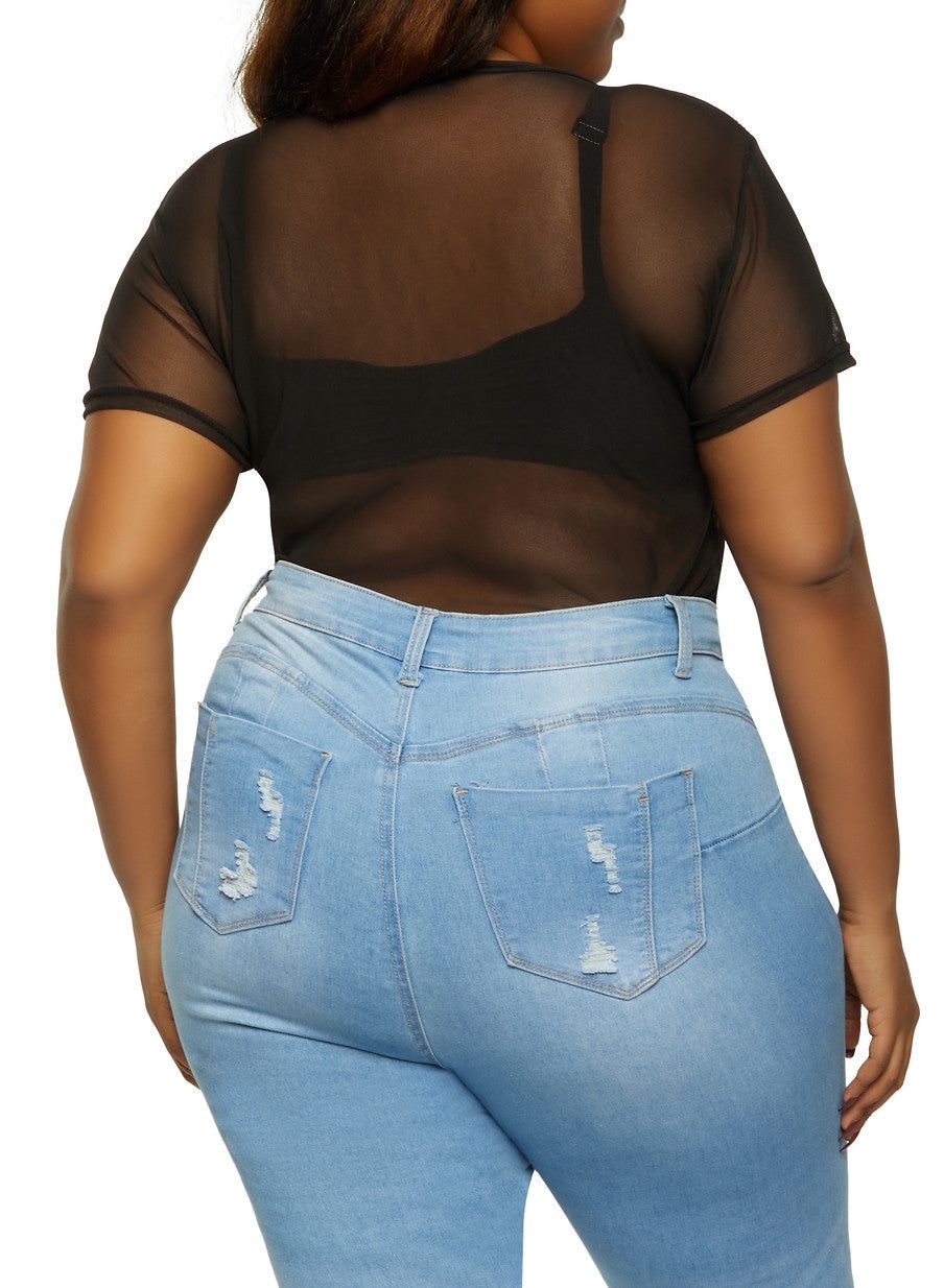Plus Size Mesh Crew Neck Bodysuit sold by Rainbow product image thumbnail 3