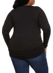 Plus Size Basic Ruched Crew Neck Top sold by Rainbow