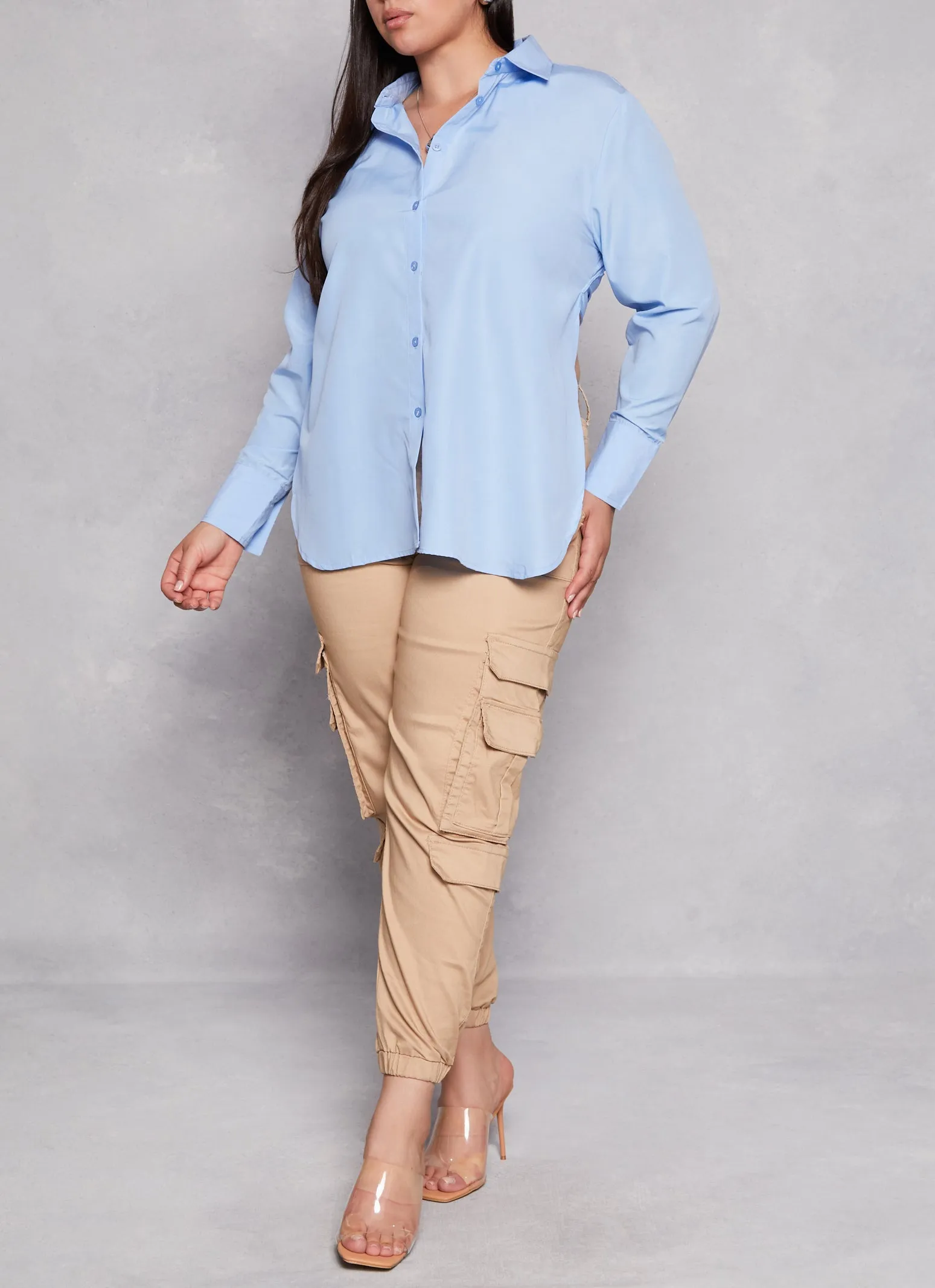Plus Size Button Front Open Tie Back Shirt sold by Rainbow product image thumbnail 2
