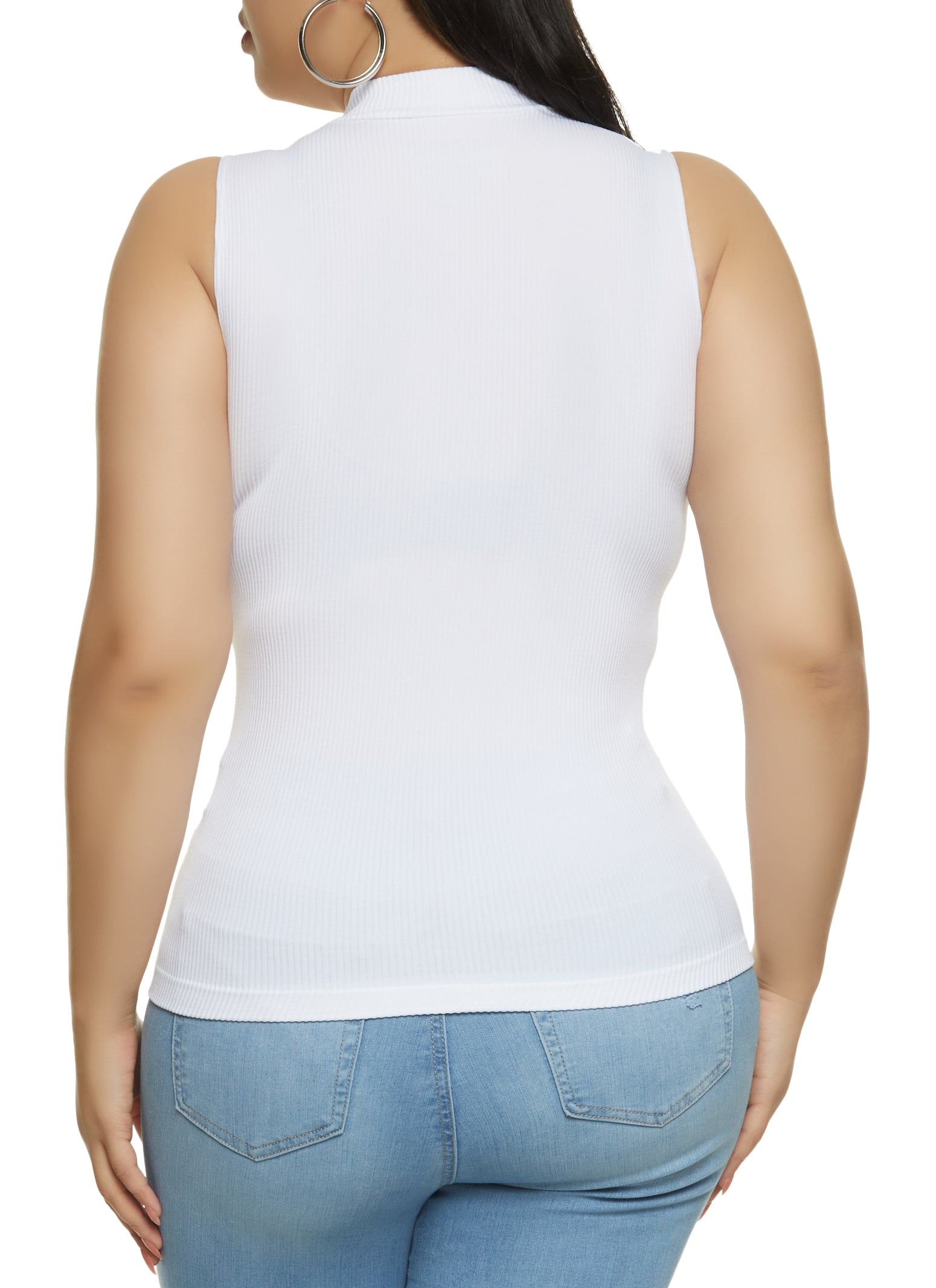 Plus Size Seamless Ribbed Knit Mock Neck Tank Top sold by Rainbow product image thumbnail 2