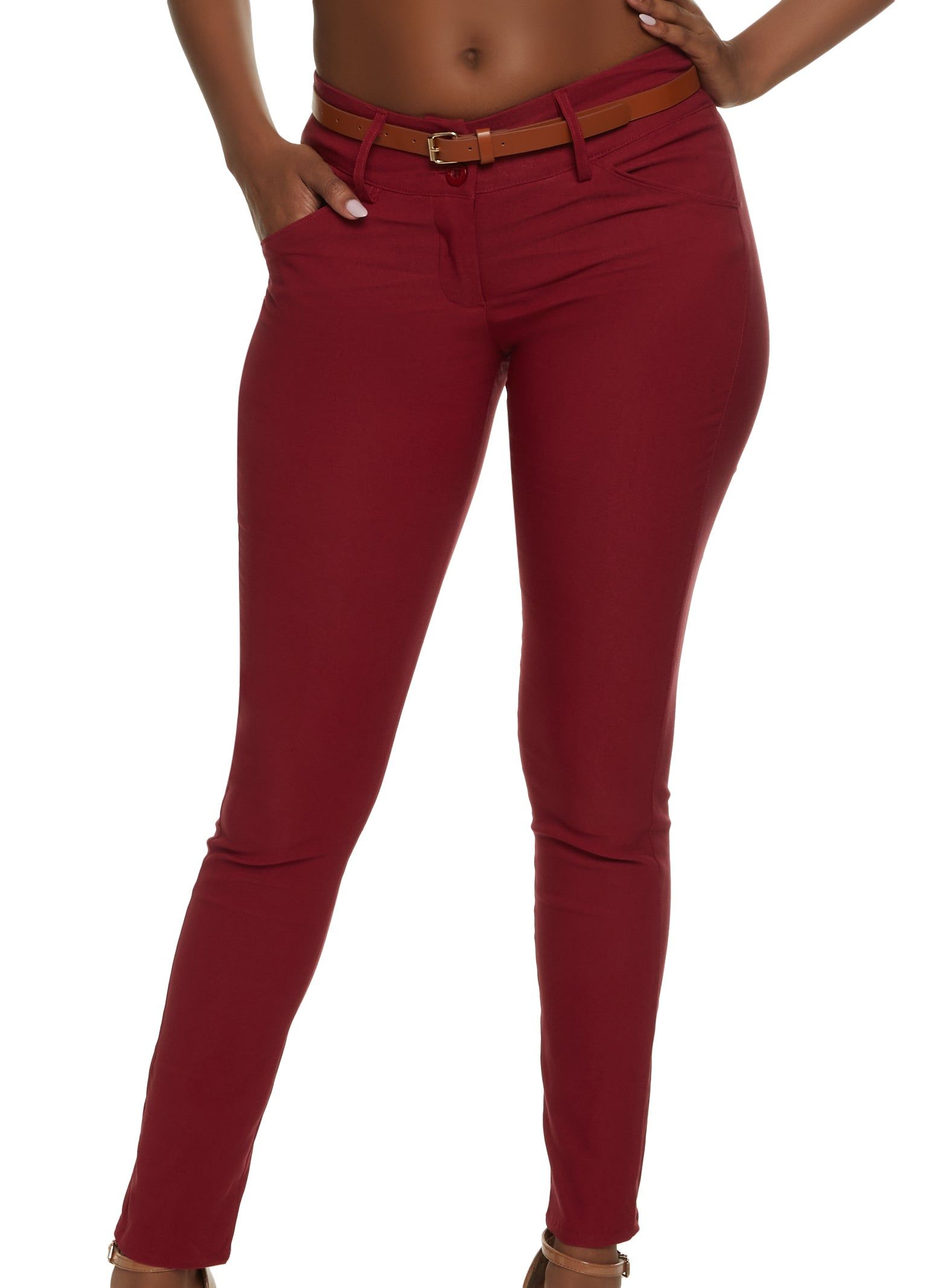 Belted Skinny Dress Pants sold by Rainbow