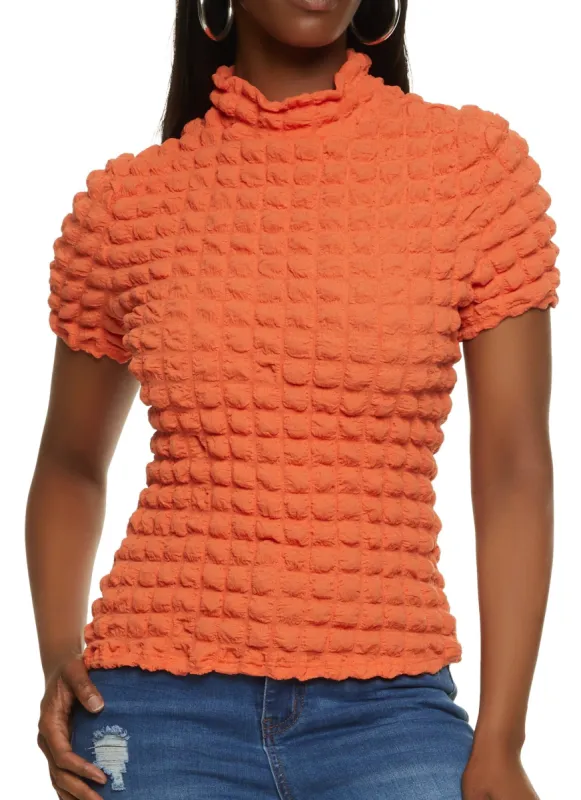 Bubble Mock Neck Tee sold by Rainbow