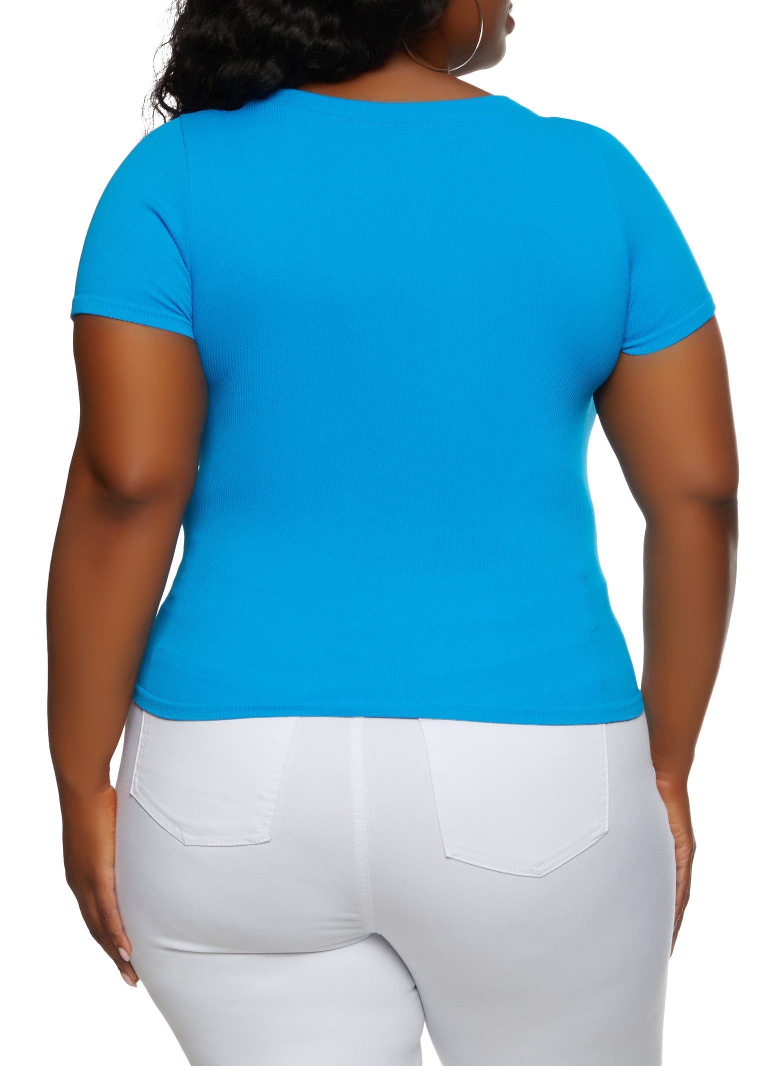 Plus Size Ribbed Crew Neck T Shirt sold by Rainbow product image thumbnail 2