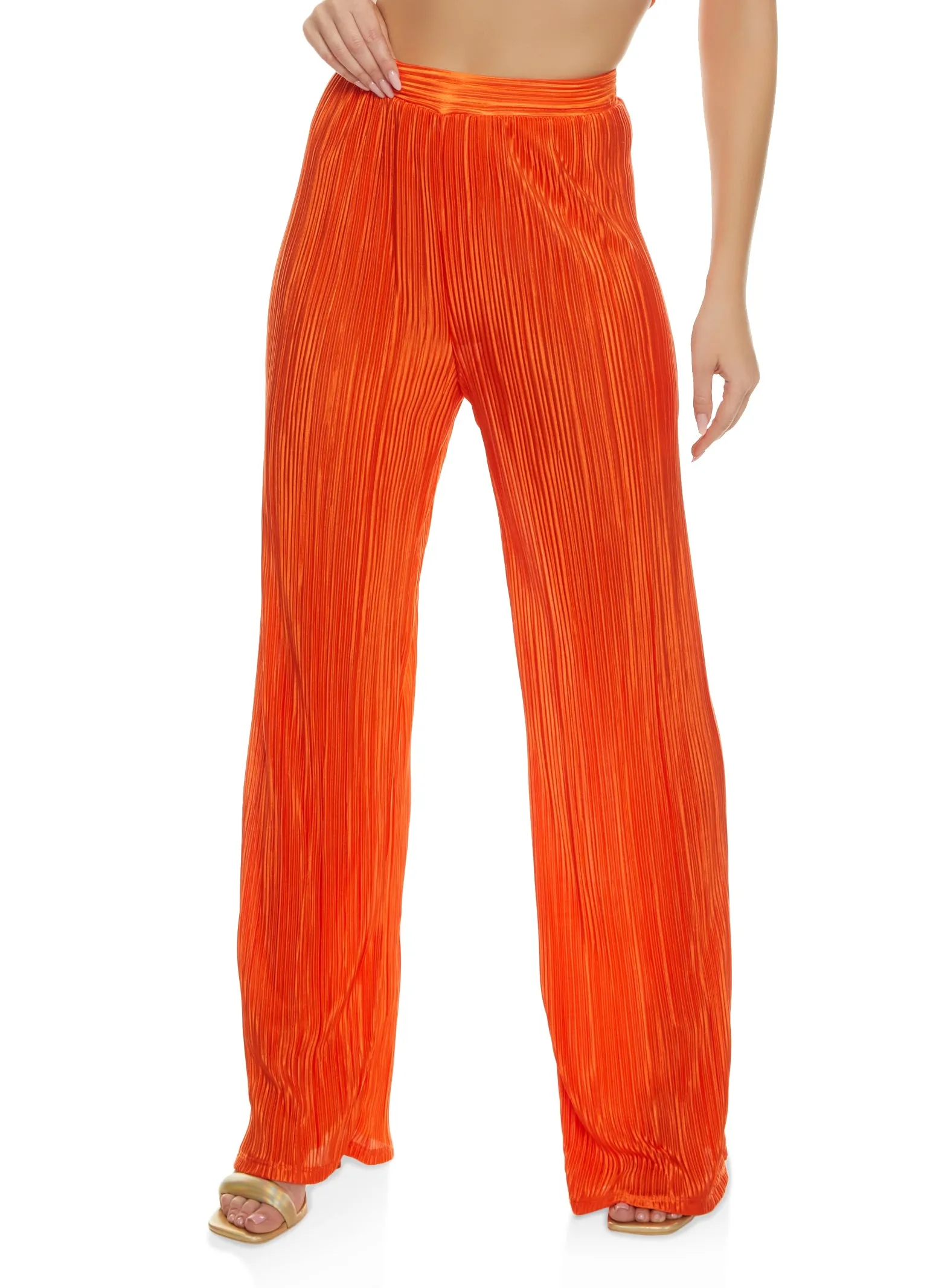 Plisse High Waisted Wide Leg Pants sold by Rainbow