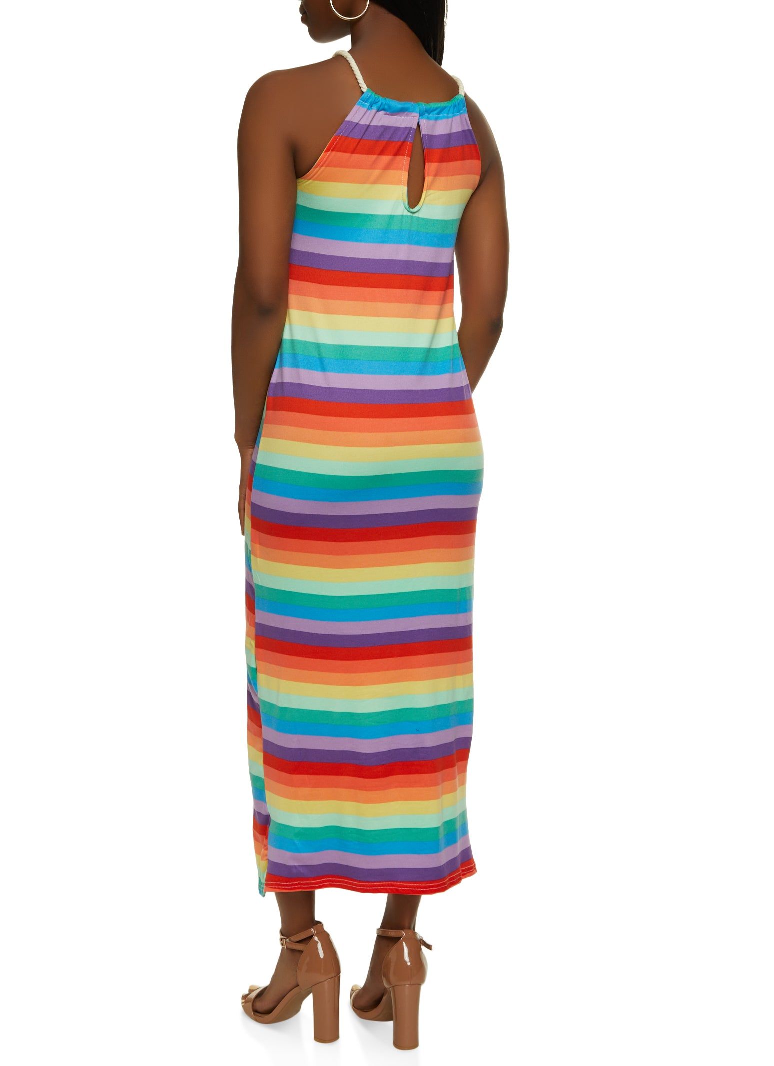Rainbow Striped Rope Strap Maxi Dress sold by Rainbow product image thumbnail 3
