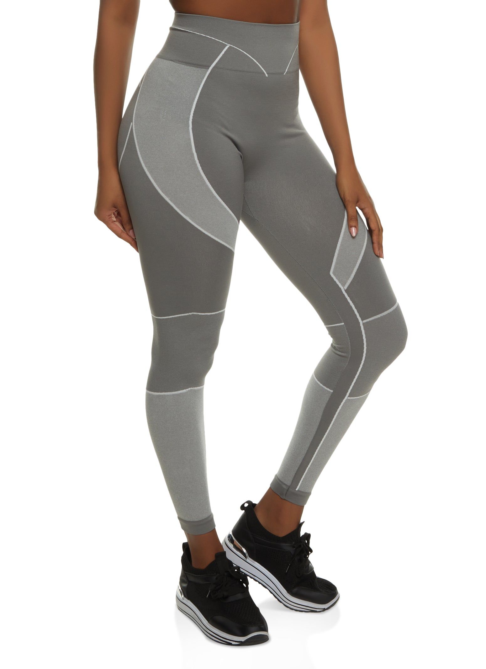 Two Tone Contrast Trim Seamless Leggings sold by Rainbow