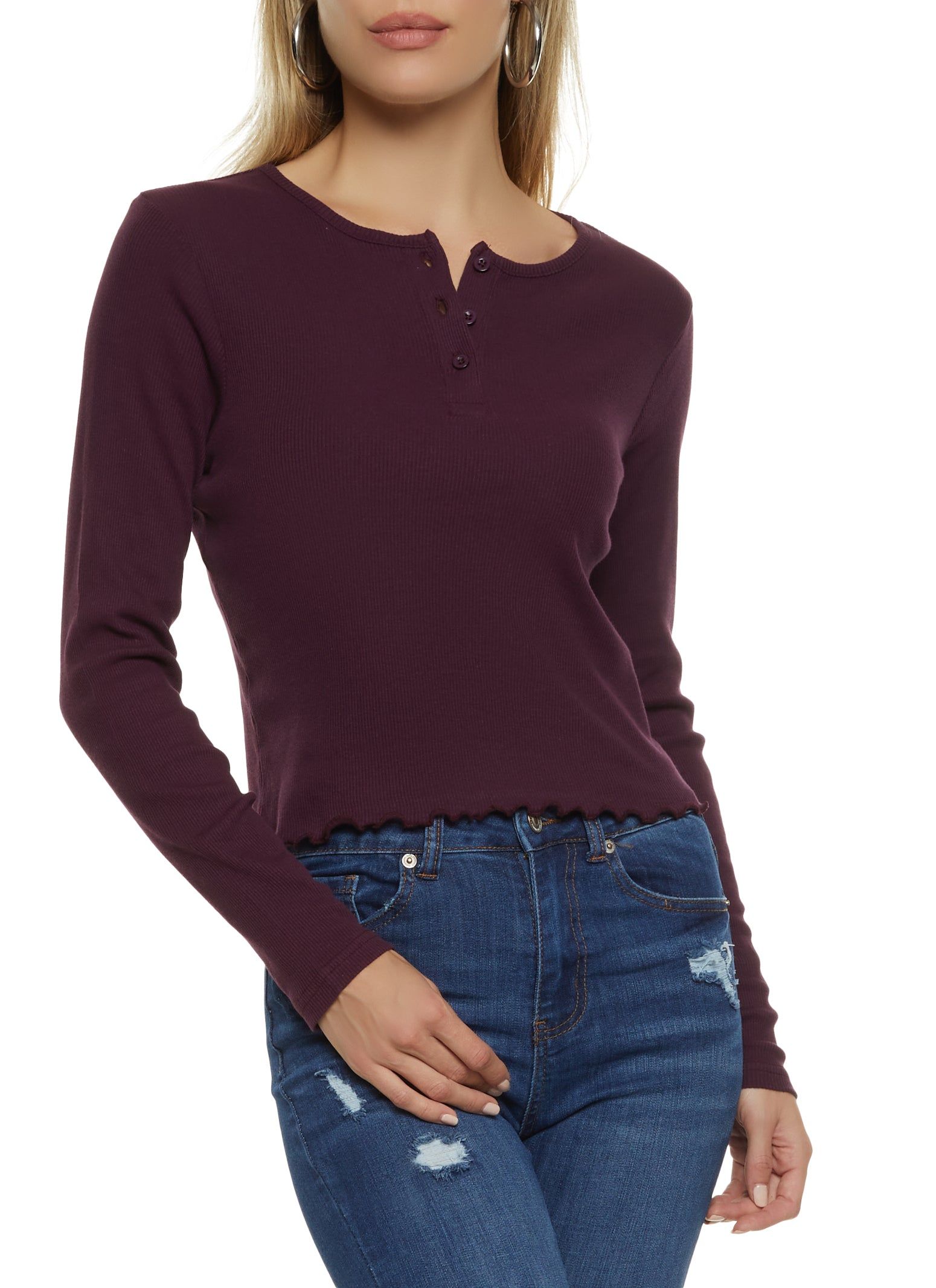 Lettuce Edge Henley Top sold by Rainbow