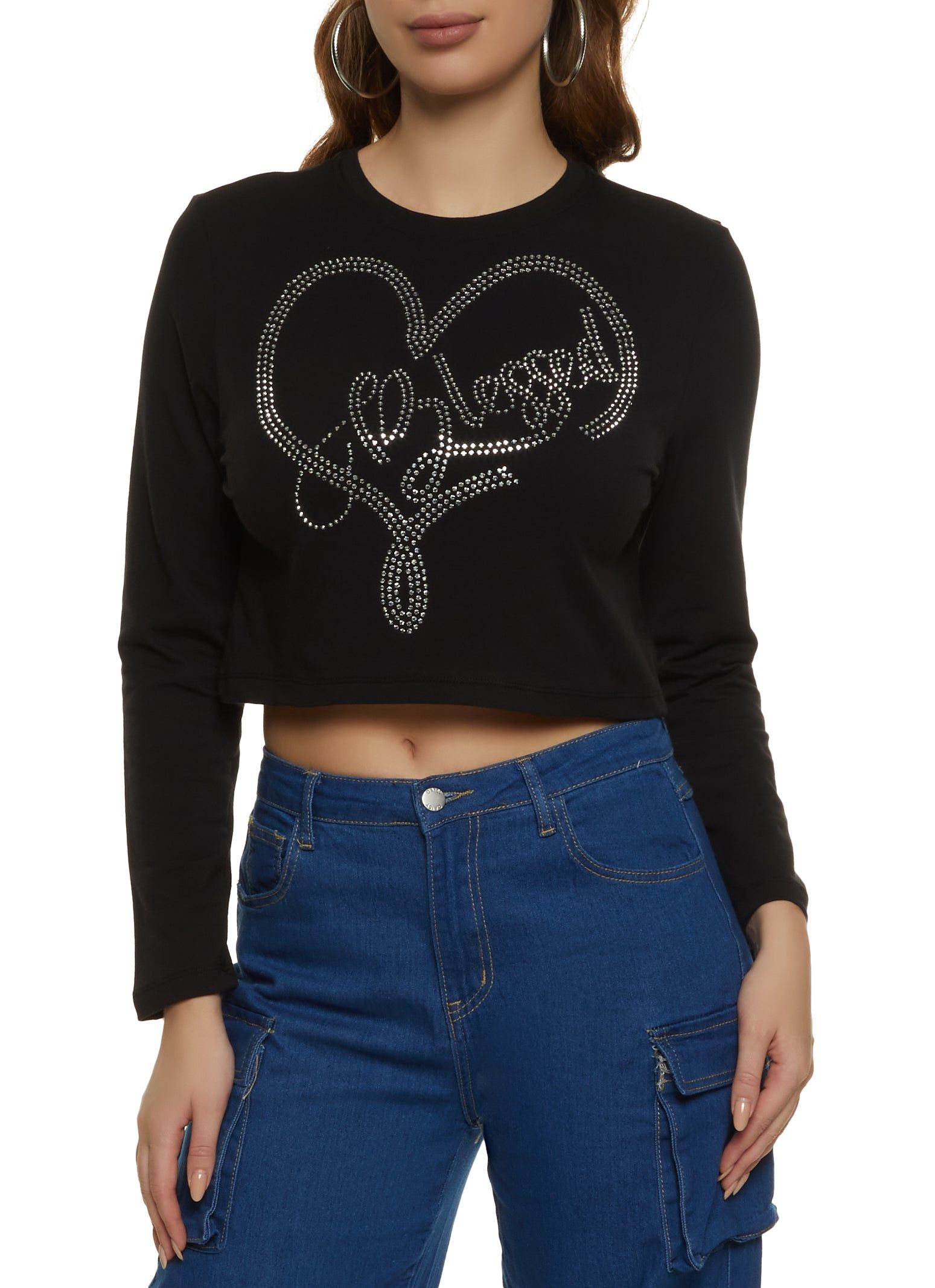 Blessed Long Sleeve Rhinestone Graphic Tee sold by Rainbow