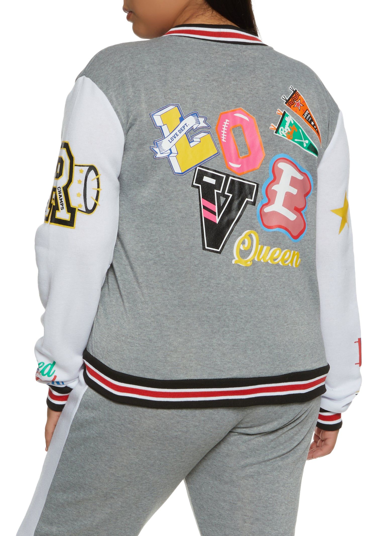Plus Size Fleece Queen Graphic Varsity Jacket sold by Rainbow product image thumbnail 3