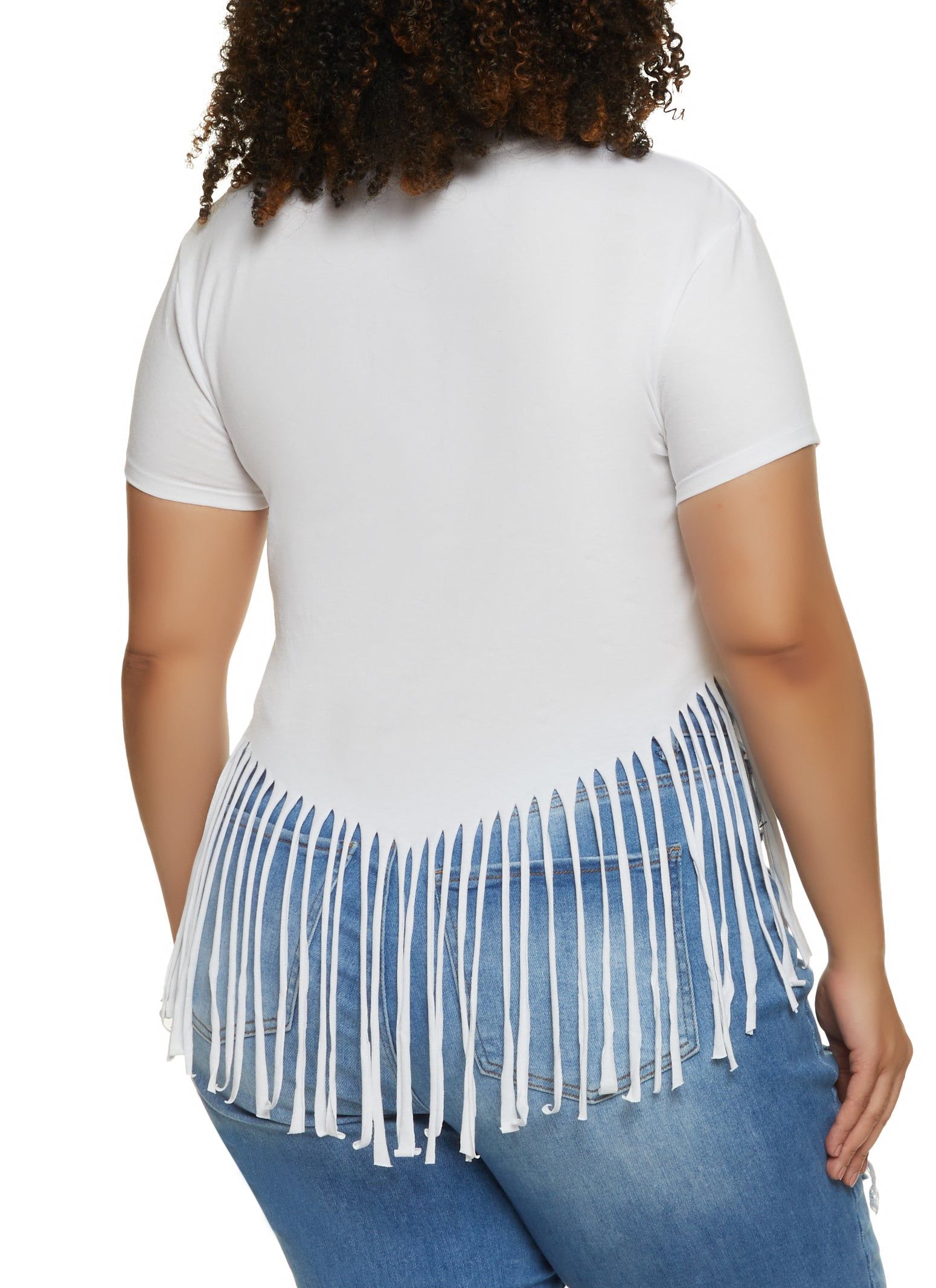 Plus Size Nope Not Today Lip Graphic Fringe Tee sold by Rainbow product image thumbnail 2