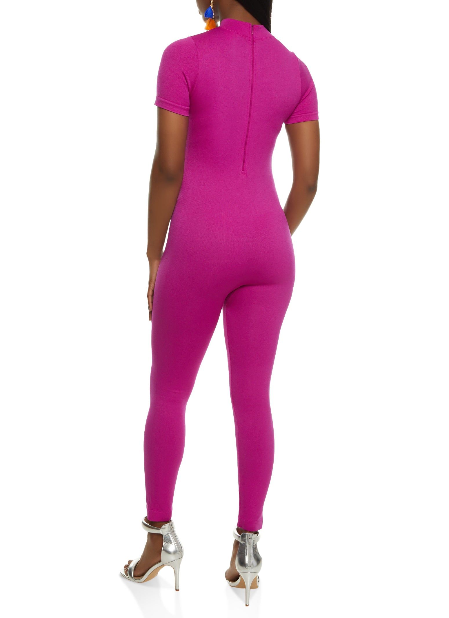 Seamless Short Sleeve Half Zip Catsuit sold by Rainbow product image thumbnail 2