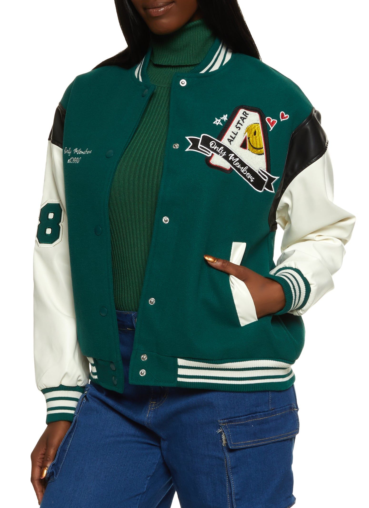 Only Members Chenille Patch Varsity Jacket sold by Rainbow