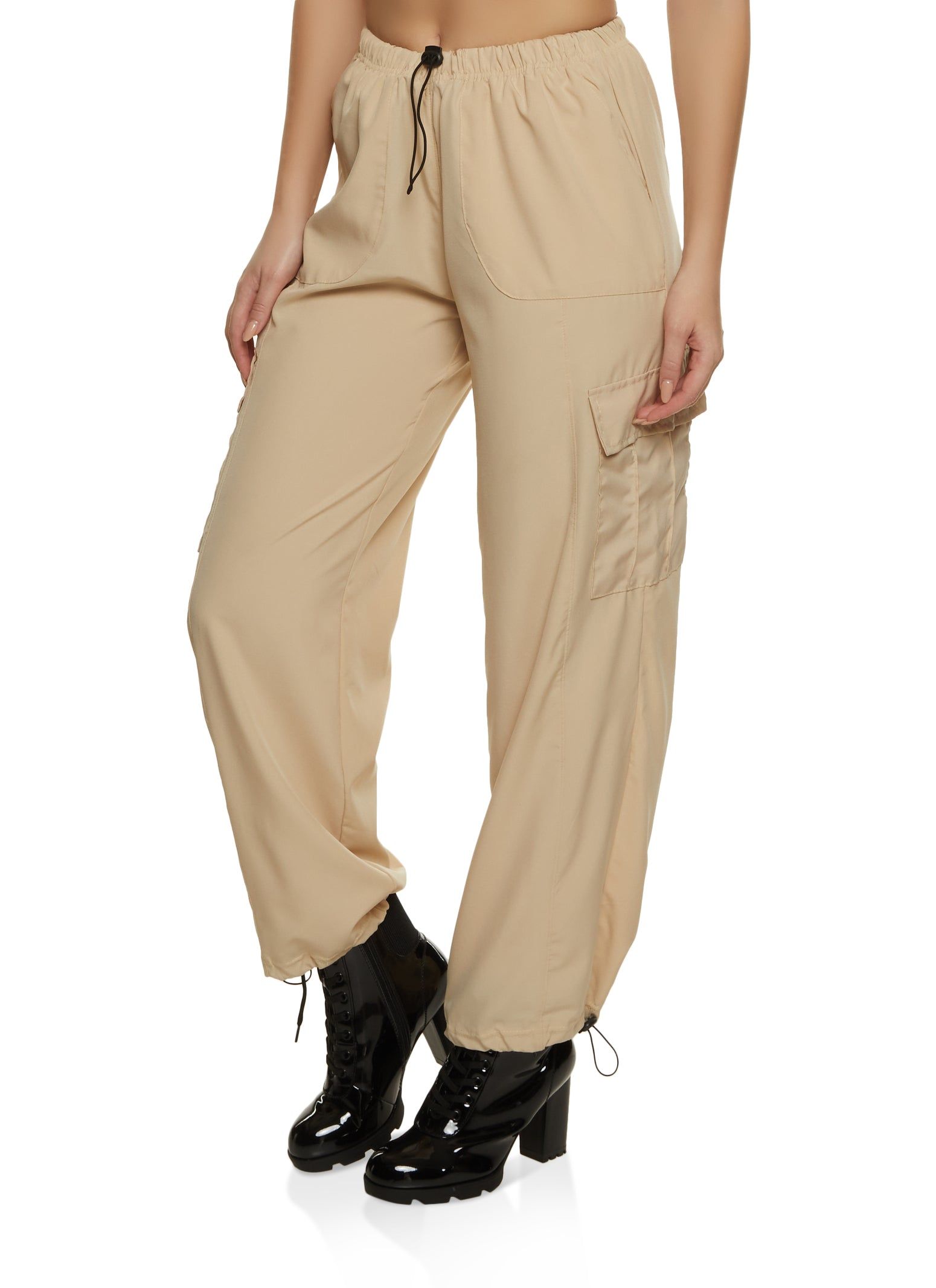Drawstring Hem Parachute Cargo Pants sold by Rainbow