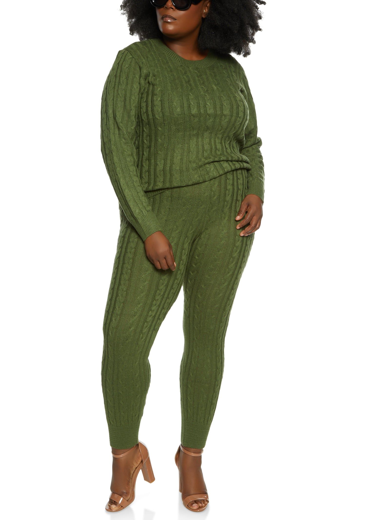 Plus Size Solid Cable Knit Sweater sold by Rainbow product image thumbnail 2