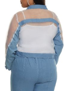 Plus Size Organza Denim Insert Jacket sold by Rainbow
