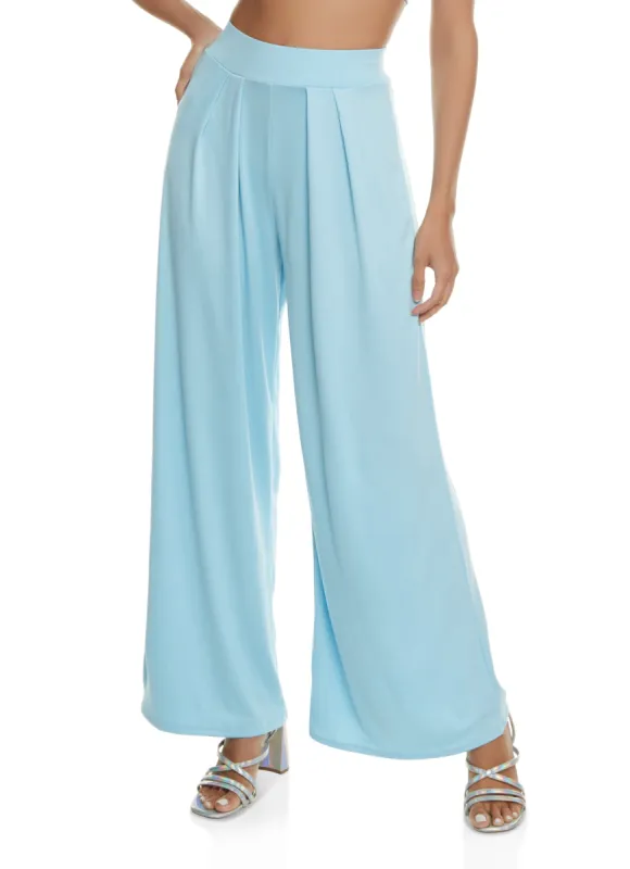 Soft Knit Pleated Waist Wide Leg Pants sold by Rainbow