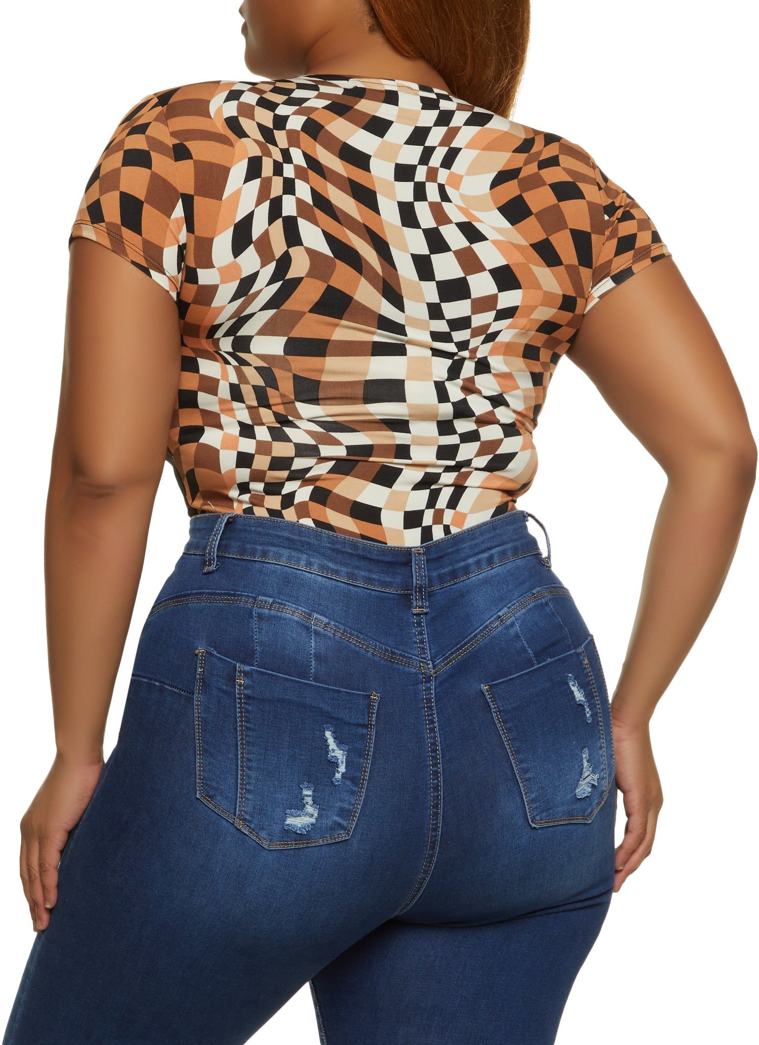 Plus Size Printed Faux Wrap Bodysuit sold by Rainbow product image thumbnail 3